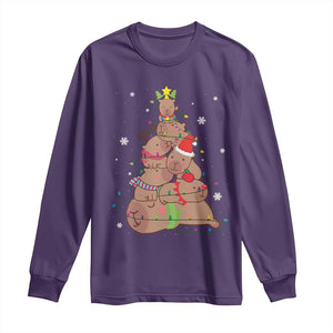 Funny Capybara Christmas Tree Long Sleeve Shirt TS09 Purple Print Your Wear