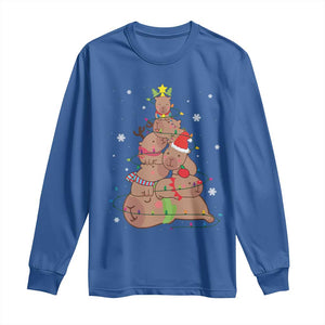 Funny Capybara Christmas Tree Long Sleeve Shirt TS09 Royal Blue Print Your Wear