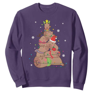 Funny Capybara Christmas Tree Sweatshirt TS09 Purple Print Your Wear