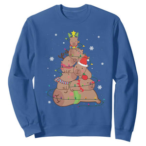 Funny Capybara Christmas Tree Sweatshirt TS09 Royal Blue Print Your Wear