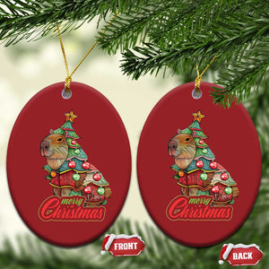 Cute Capybara Christmas Tree Christmas Ornament TS09 Oval Red Print Your Wear