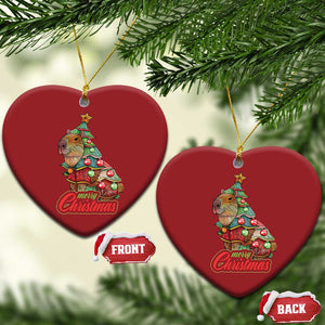 Cute Capybara Christmas Tree Christmas Ornament TS09 Heart Red Print Your Wear