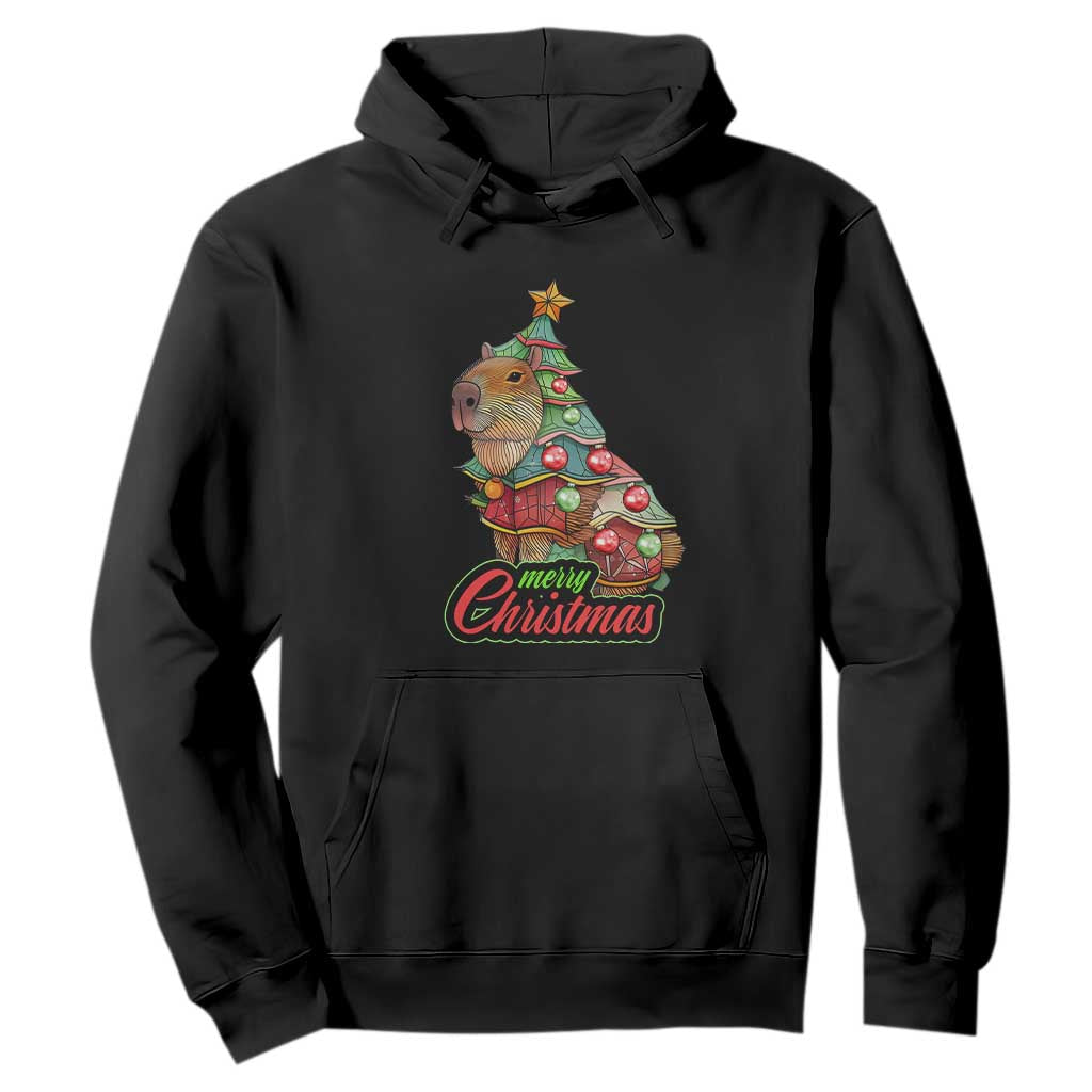 Cute Capybara Christmas Tree Hoodie TS09 Black Print Your Wear