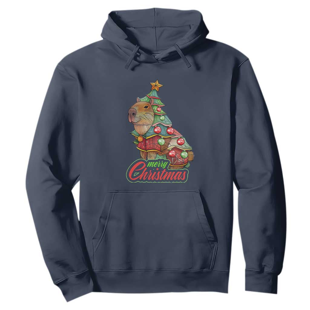 Cute Capybara Christmas Tree Hoodie TS09 Navy Print Your Wear