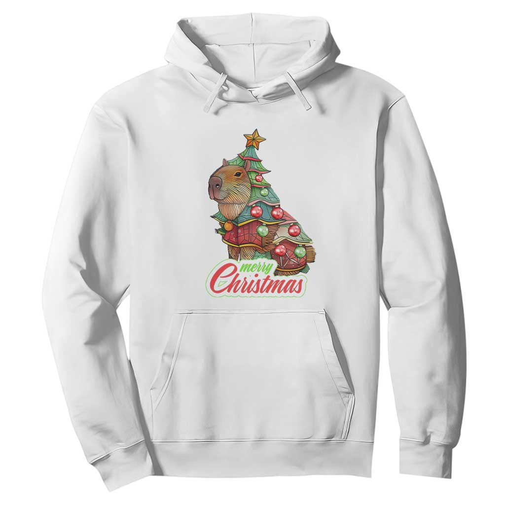 Cute Capybara Christmas Tree Hoodie TS09 White Print Your Wear