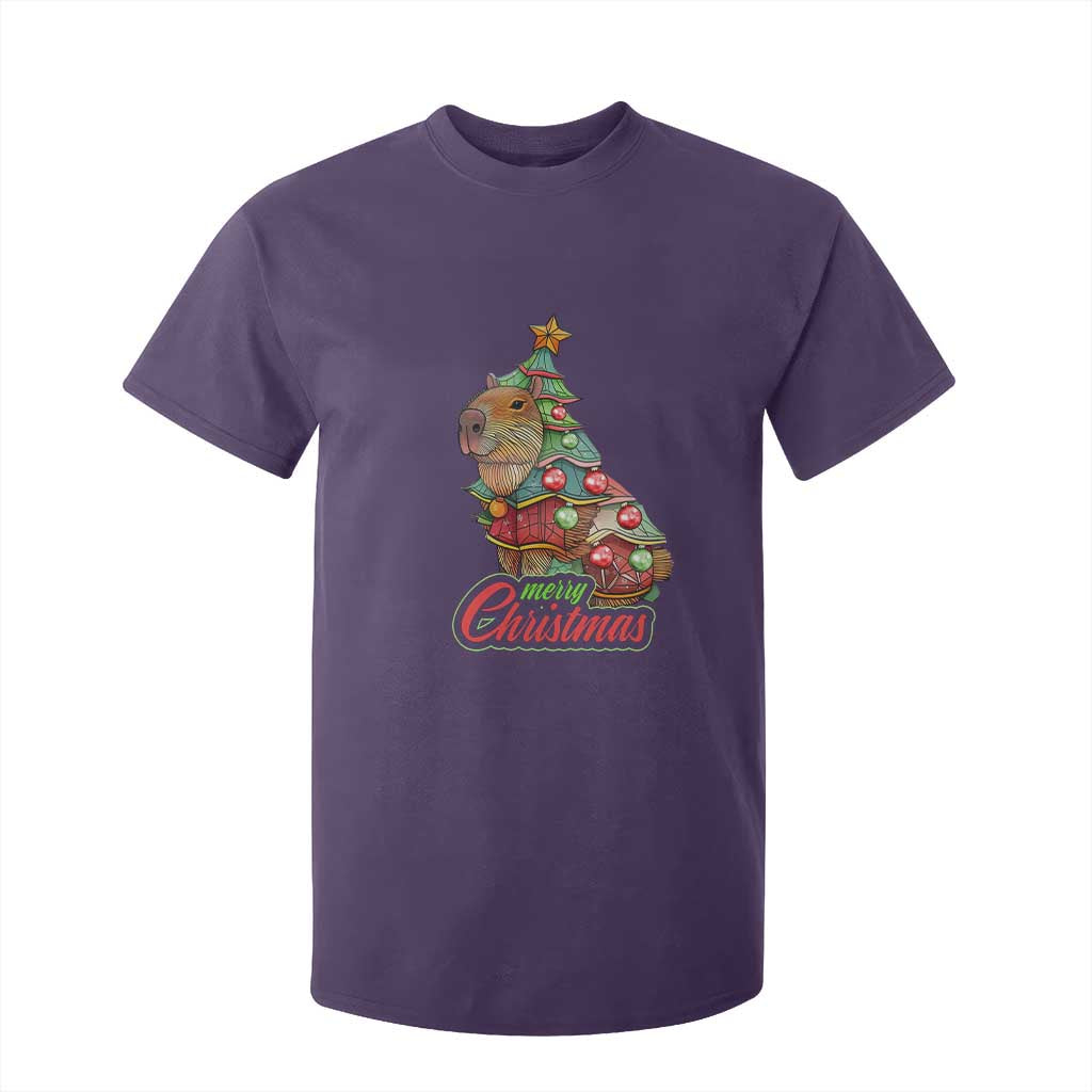 Cute Capybara Christmas Tree T Shirt For Kid TS09 Purple Print Your Wear