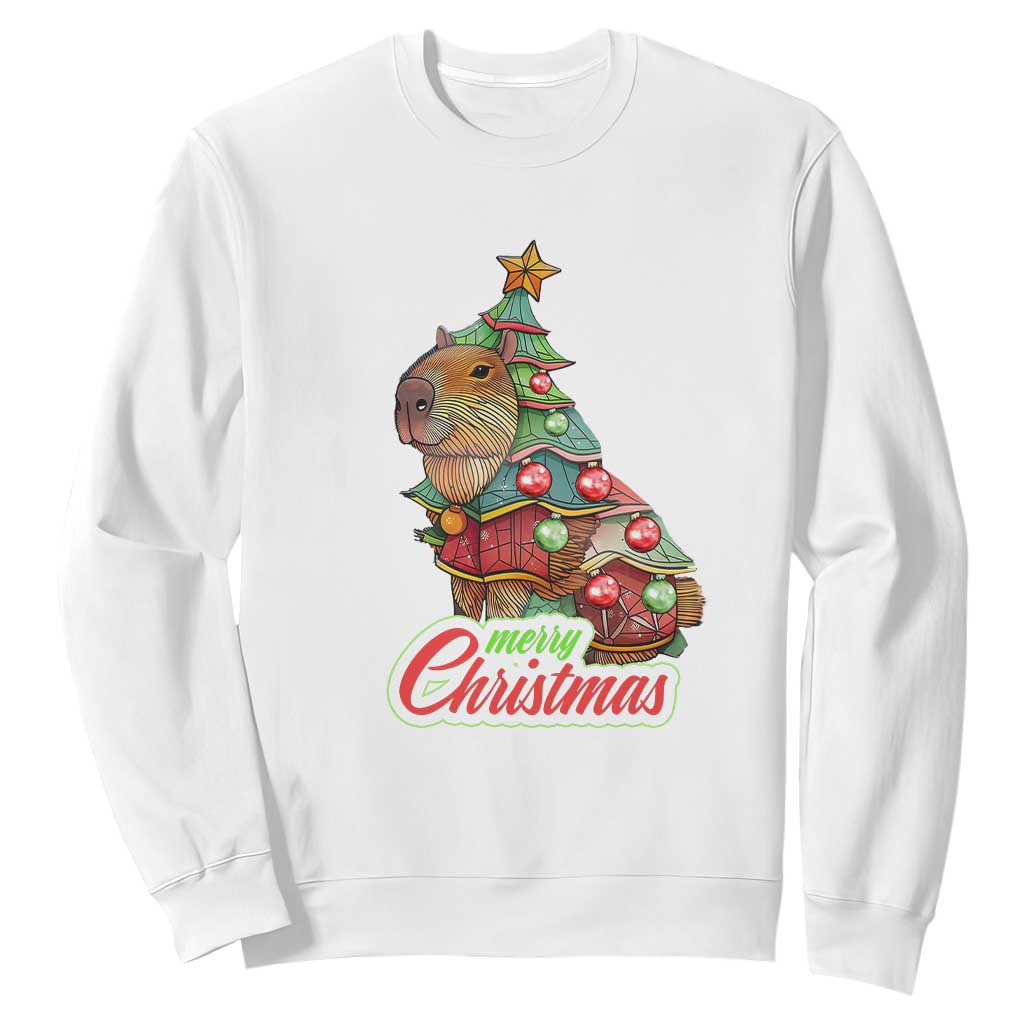 Cute Capybara Christmas Tree Sweatshirt TS09 White Print Your Wear