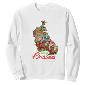 Cute Capybara Christmas Tree Sweatshirt TS09 White Print Your Wear