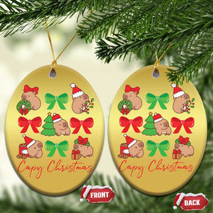 Funny Capybara Xmas Christmas Ornament Cute Capy Coquette Bow TS09 Oval Gold Print Your Wear