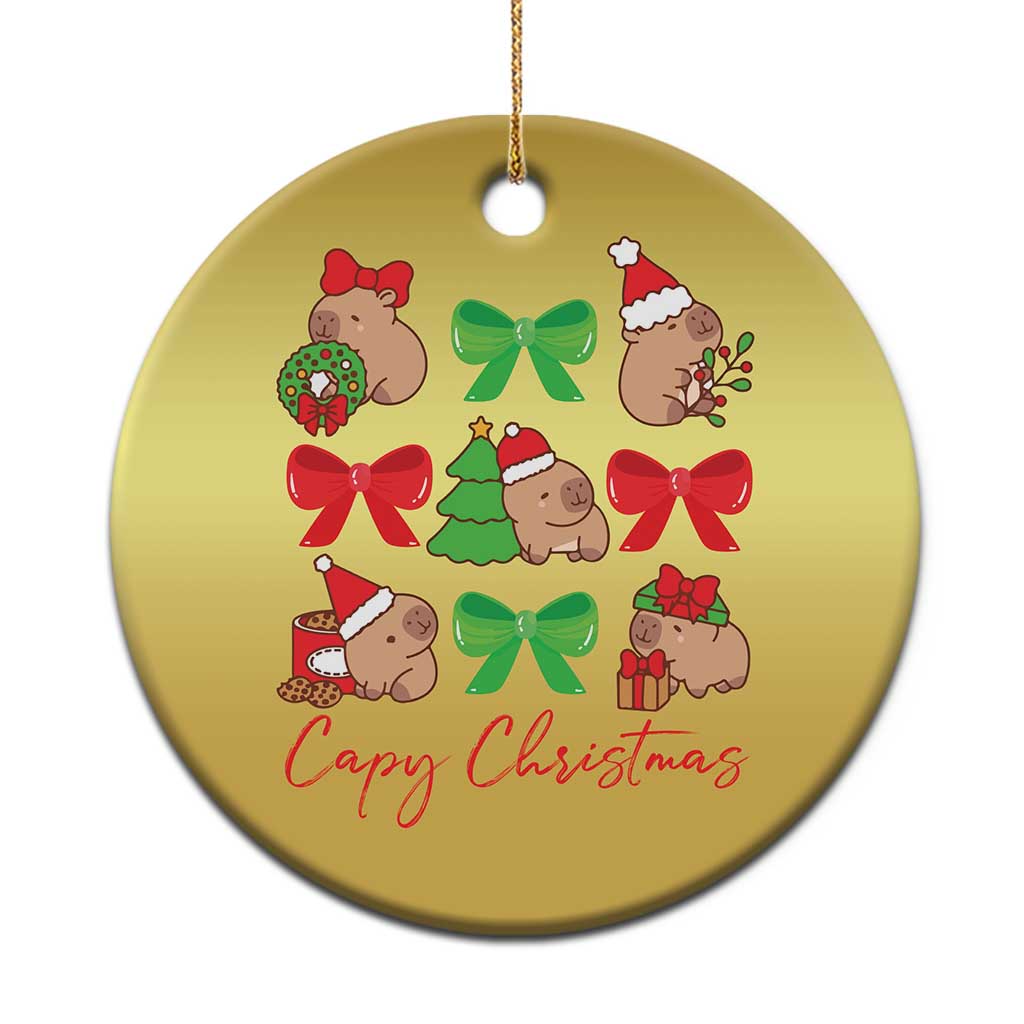 Funny Capybara Xmas Christmas Ornament Cute Capy Coquette Bow TS09 Print Your Wear