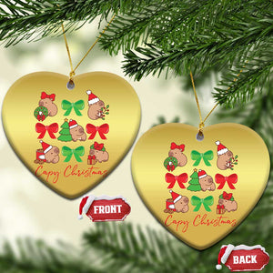 Funny Capybara Xmas Christmas Ornament Cute Capy Coquette Bow TS09 Heart Gold Print Your Wear