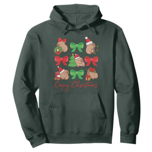 Funny Capybara Christmas Hoodie Cute Capy Coquette Bow TS09 Dark Forest Green Print Your Wear