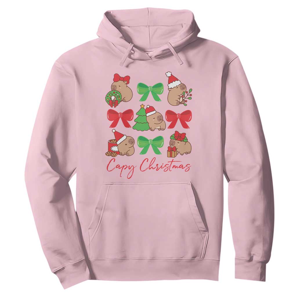 Funny Capybara Christmas Hoodie Cute Capy Coquette Bow TS09 Light Pink Print Your Wear