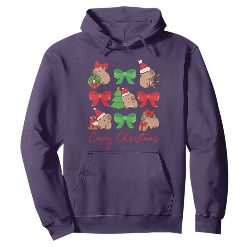 Funny Capybara Christmas Hoodie Cute Capy Coquette Bow TS09 Purple Print Your Wear