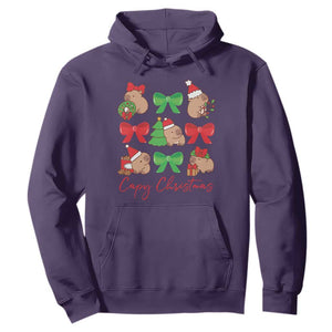 Funny Capybara Christmas Hoodie Cute Capy Coquette Bow TS09 Purple Print Your Wear