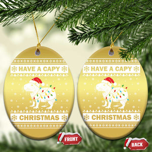 Funny Capybara Xmas Christmas Ornament Have A Capy Christmas Light TS09 Oval Gold Print Your Wear