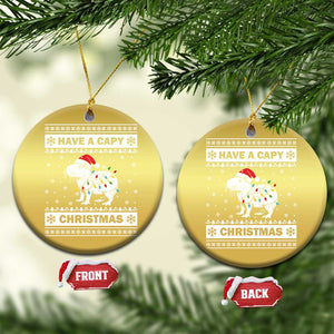 Funny Capybara Xmas Christmas Ornament Have A Capy Christmas Light TS09 Circle Gold Print Your Wear