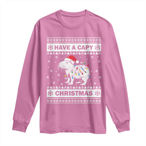 Funny Capybara Christmas Long Sleeve Shirt Have A Capy Christmas Light TS09 Azalea Print Your Wear