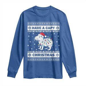 Funny Capybara Christmas Long Sleeve Shirt Have A Capy Christmas Light TS09 Royal Blue Print Your Wear