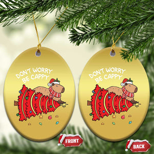 Funny Capybara Xmas Christmas Ornament Don't Worry Be Capy TS09 Oval Gold Print Your Wear