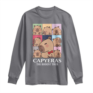 Funny Capybara Christmas Long Sleeve Shirt Capyeras The Rodent Tour TS09 Charcoal Print Your Wear