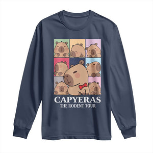 Funny Capybara Christmas Long Sleeve Shirt Capyeras The Rodent Tour TS09 Navy Print Your Wear