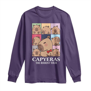 Funny Capybara Christmas Long Sleeve Shirt Capyeras The Rodent Tour TS09 Purple Print Your Wear