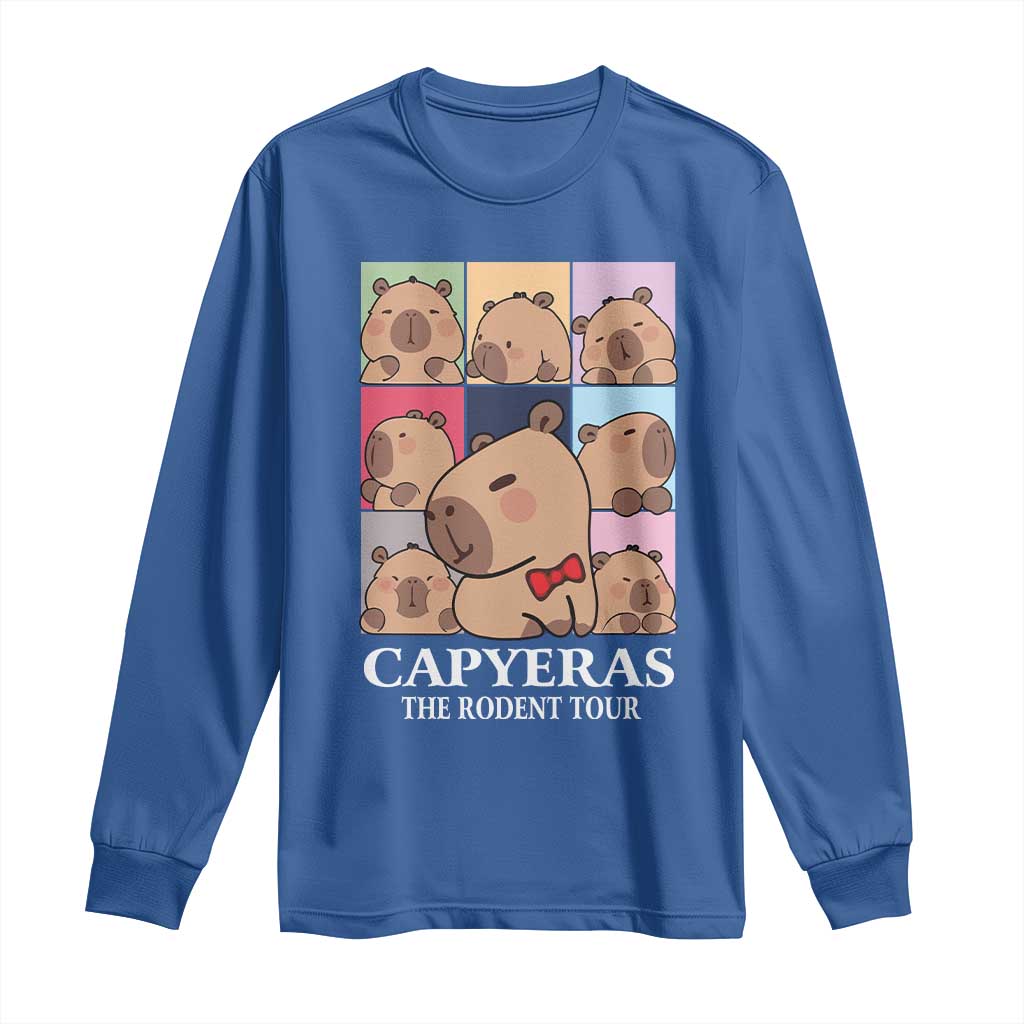 Funny Capybara Christmas Long Sleeve Shirt Capyeras The Rodent Tour TS09 Royal Blue Print Your Wear