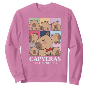 Funny Capybara Christmas Sweatshirt Capyeras The Rodent Tour TS09 Azalea Print Your Wear
