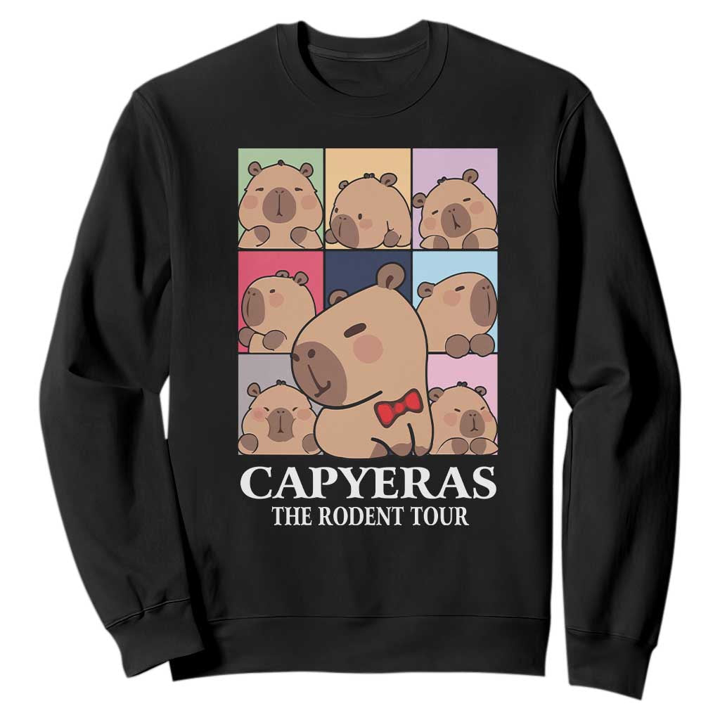 Funny Capybara Christmas Sweatshirt Capyeras The Rodent Tour TS09 Black Print Your Wear