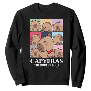 Funny Capybara Christmas Sweatshirt Capyeras The Rodent Tour TS09 Black Print Your Wear