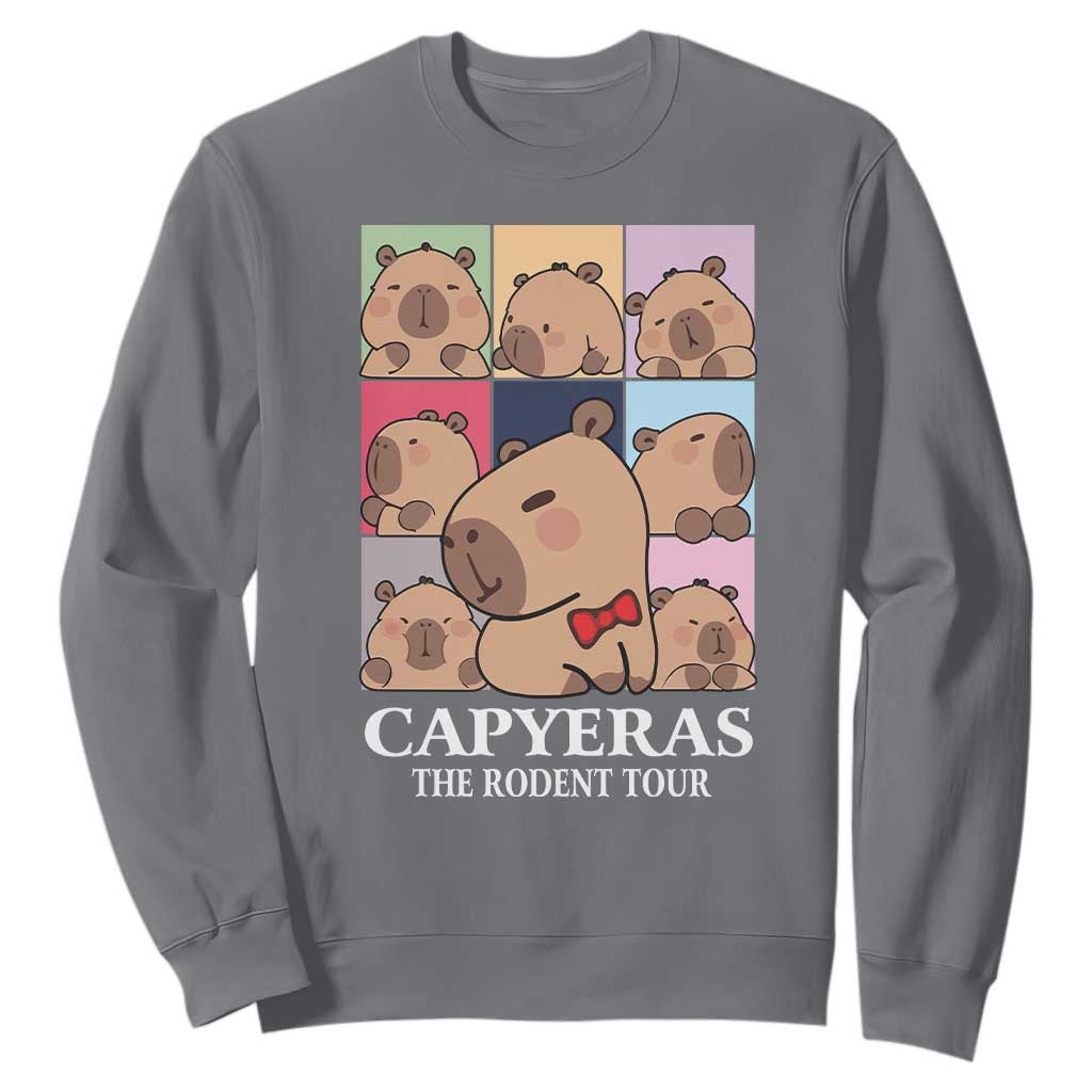 Funny Capybara Christmas Sweatshirt Capyeras The Rodent Tour TS09 Charcoal Print Your Wear