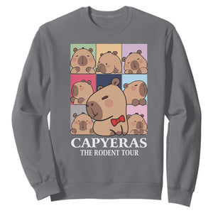 Funny Capybara Christmas Sweatshirt Capyeras The Rodent Tour TS09 Charcoal Print Your Wear