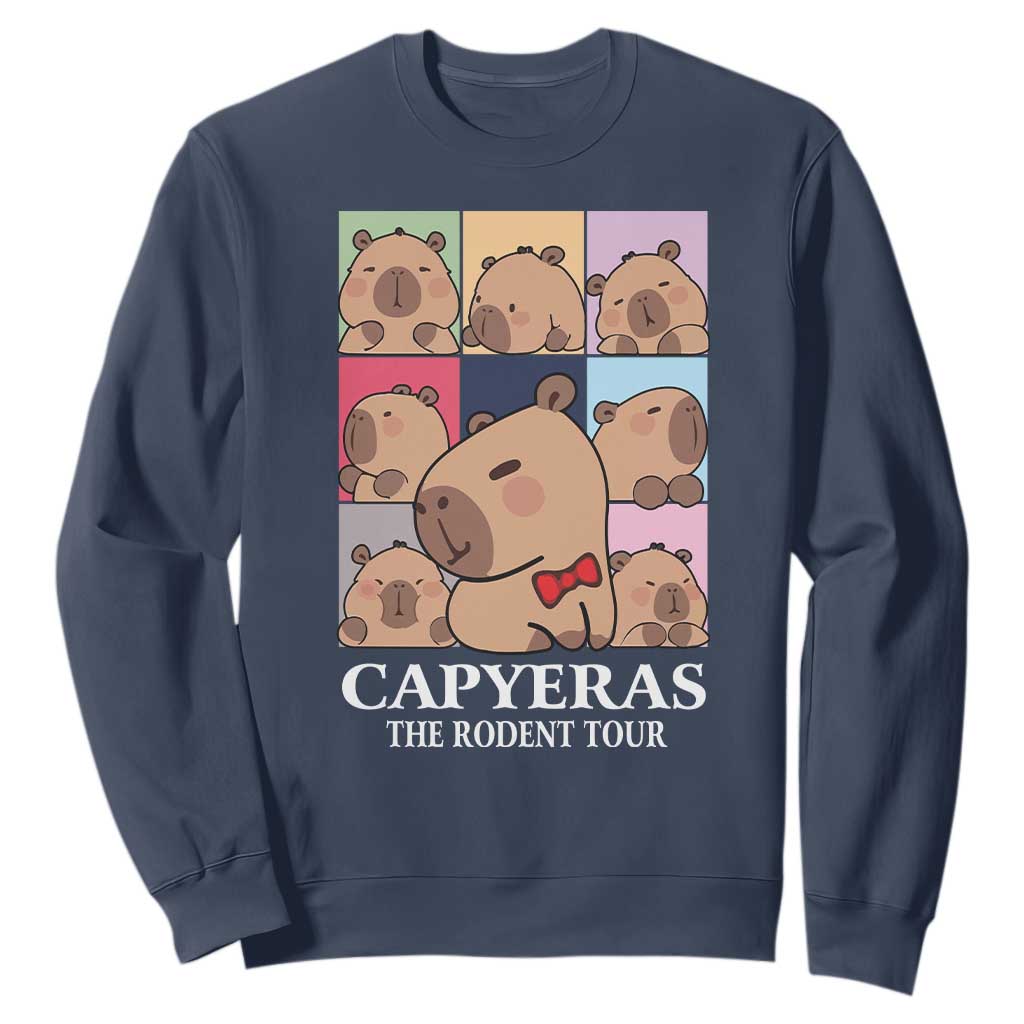 Funny Capybara Christmas Sweatshirt Capyeras The Rodent Tour TS09 Navy Print Your Wear