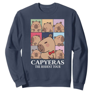 Funny Capybara Christmas Sweatshirt Capyeras The Rodent Tour TS09 Navy Print Your Wear