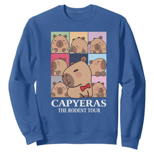 Funny Capybara Christmas Sweatshirt Capyeras The Rodent Tour TS09 Royal Blue Print Your Wear