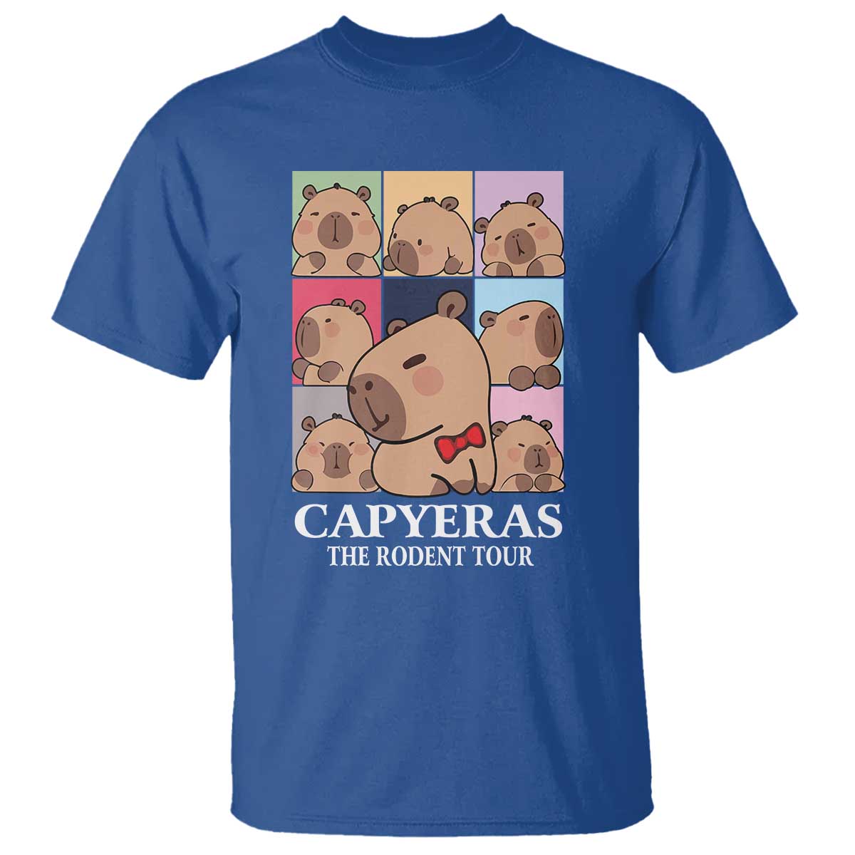 Funny Capybara Christmas T Shirt Capyeras The Rodent Tour TS09 Royal Blue Print Your Wear