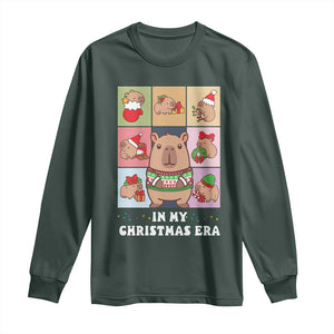 Funny Capybara Christmas Long Sleeve Shirt In My Christmas Era TS09 Dark Forest Green Print Your Wear