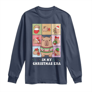 Funny Capybara Christmas Long Sleeve Shirt In My Christmas Era TS09 Navy Print Your Wear