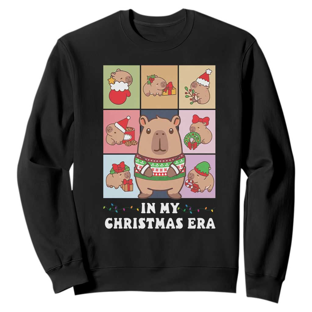Funny Capybara Christmas Sweatshirt In My Christmas Era TS09 Black Print Your Wear