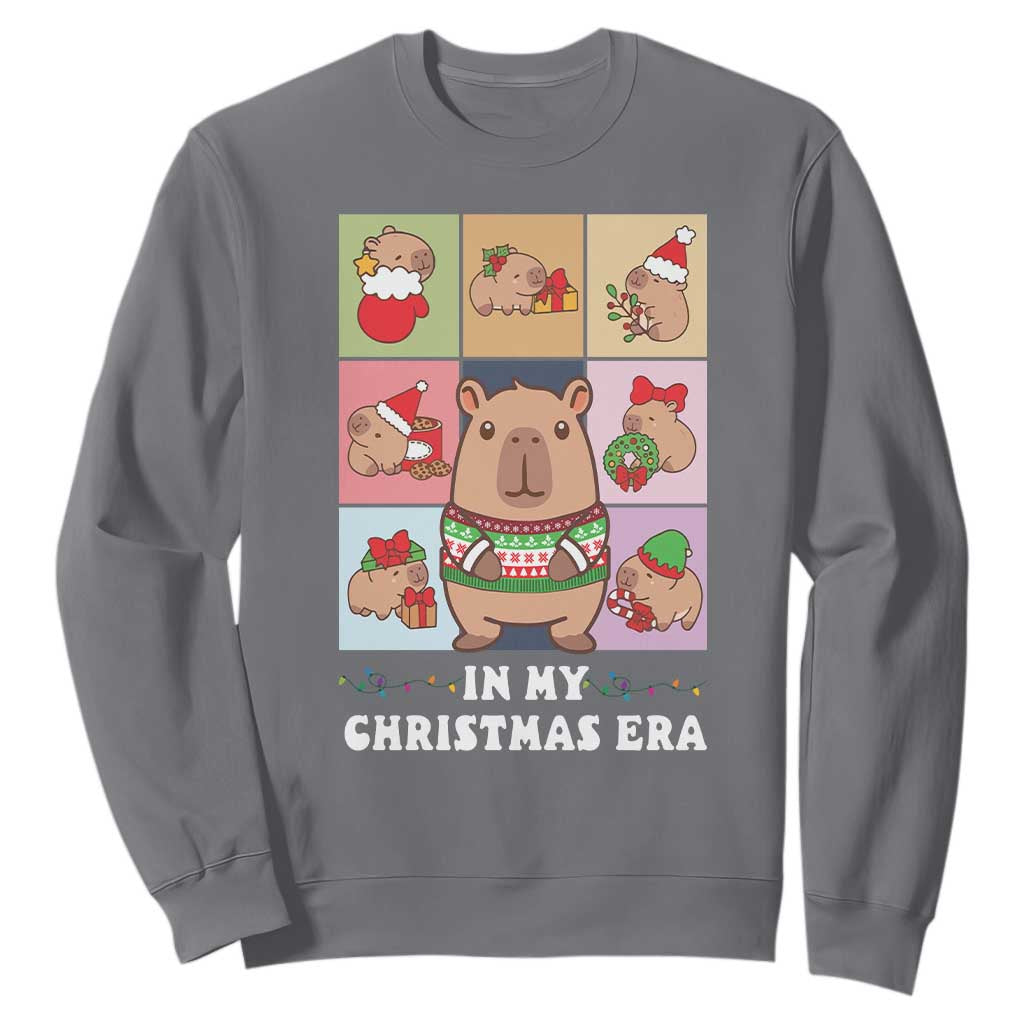 Funny Capybara Christmas Sweatshirt In My Christmas Era TS09 Charcoal Print Your Wear