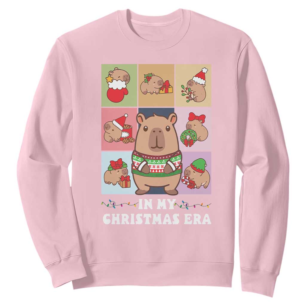 Funny Capybara Christmas Sweatshirt In My Christmas Era TS09 Light Pink Print Your Wear