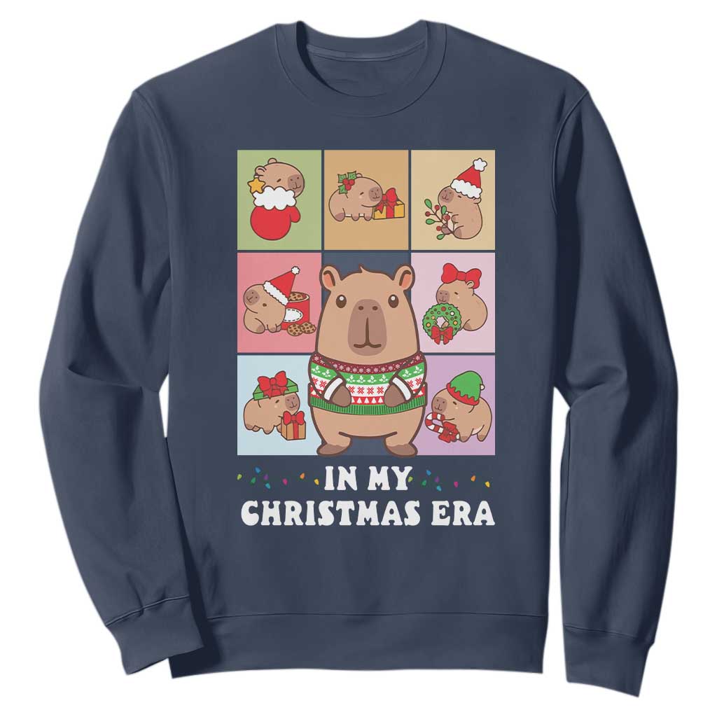 Funny Capybara Christmas Sweatshirt In My Christmas Era TS09 Navy Print Your Wear