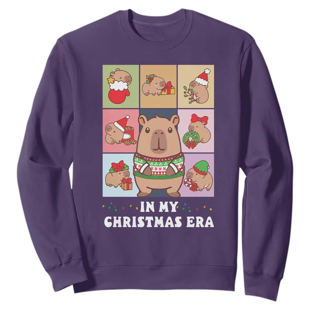 Funny Capybara Christmas Sweatshirt In My Christmas Era TS09 Purple Print Your Wear