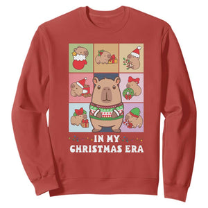 Funny Capybara Christmas Sweatshirt In My Christmas Era TS09 Red Print Your Wear