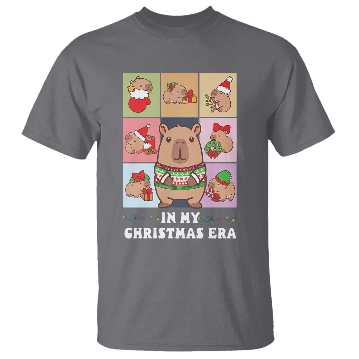 Funny Capybara Christmas T Shirt In My Christmas Era TS09 Charcoal Print Your Wear