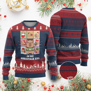 Funny Capybara Xmas Ugly Christmas Sweater In My Christmas Era TS09 Burgundy Print Your Wear