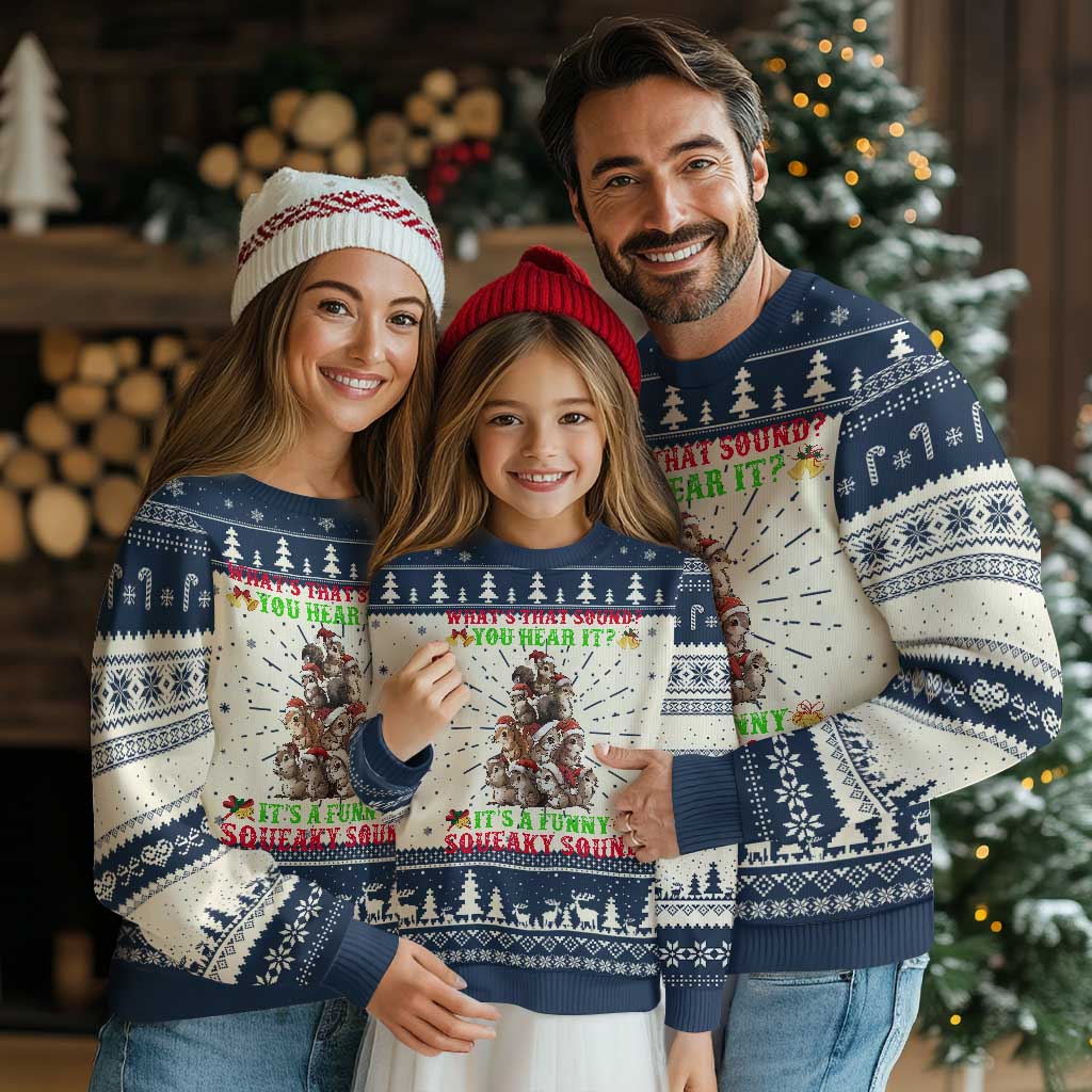 Squirrel Xmas Ugly Christmas Sweater It's A Funny Squeaky Sound TS09 Navy Print Your Wear
