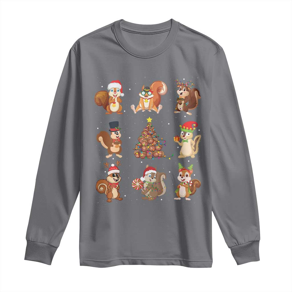 Funny Squirrel Christmas Santa Reindeer Long Sleeve Shirt TS09 Charcoal Print Your Wear