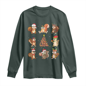 Funny Squirrel Christmas Santa Reindeer Long Sleeve Shirt TS09 Dark Forest Green Print Your Wear